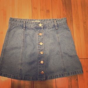 Button up denim mini skirt